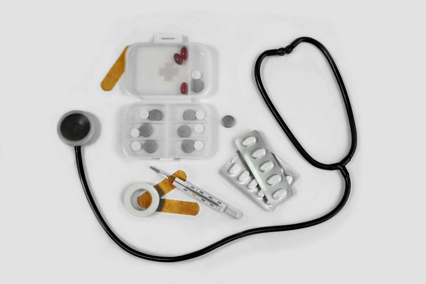 First-aid kit, AED and medical supplies