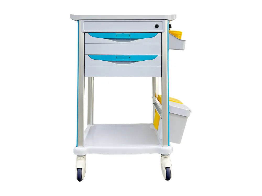 Medlink E-Trolley without cabinet, with two drawers, open lower shelf and sharps bin