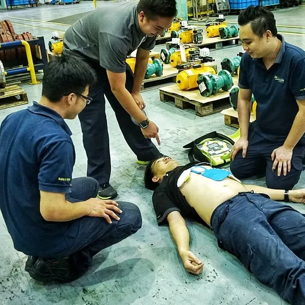 Medlink medics running a CPR and AED response at a client worksite